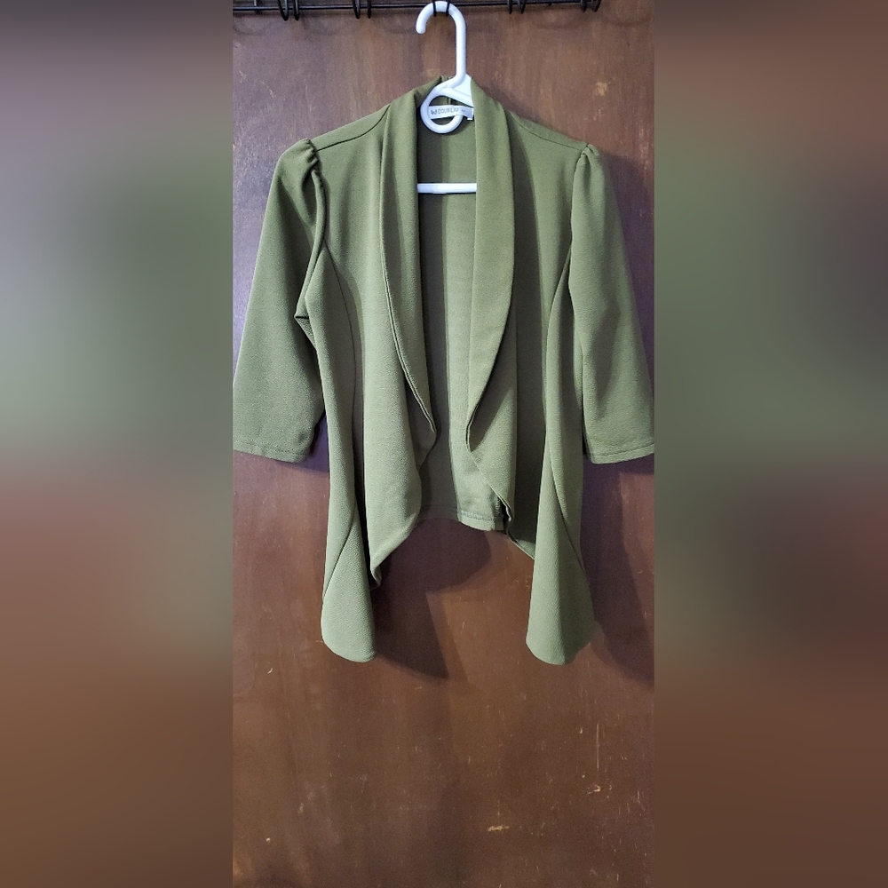 3/4 sleeve open front blazer
